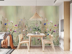 WILDFLOWERS - green - 100 x 300