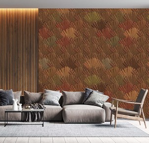 PALM LEAVES - brown - 100 x 300
